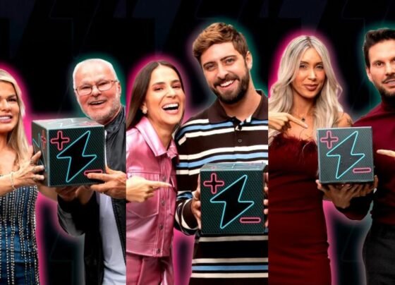 Montagem com fotos de participantes do Power Couple - Metrópoles