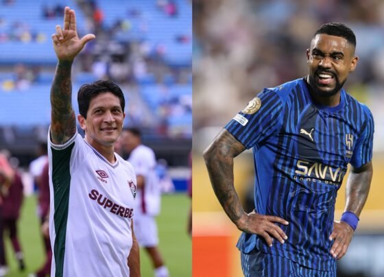 Montagem com fotos coloridas de Cano e Malcom - Metrópoles