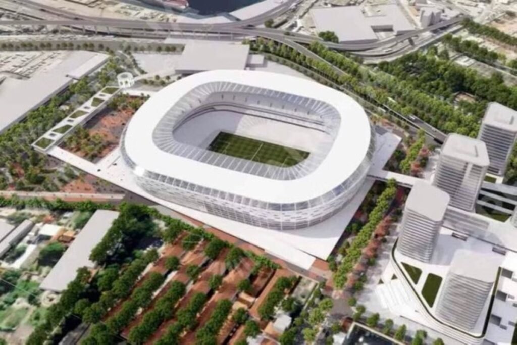 Foto colorida de projeto do estádio do Flamengo - Metrópoles