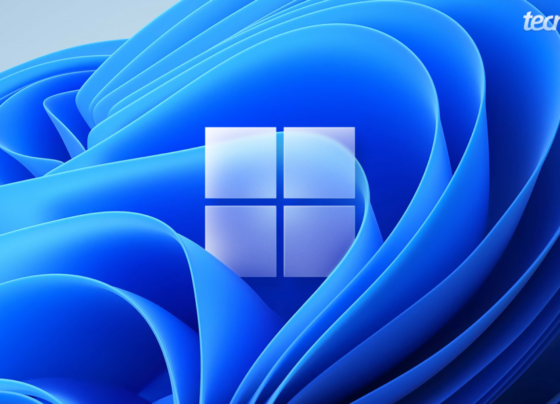 Ilustração mostra o logo do Windows 11 ao centro