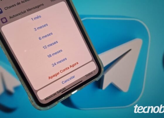 Imagem mostra celular exibindo a tela de exclusão da conta do Telegram