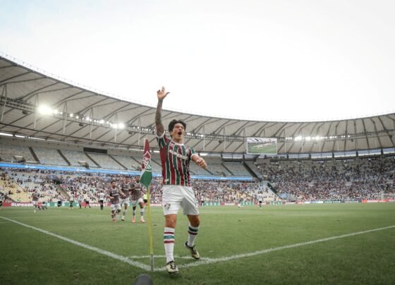 Germán Cano comemorando gol pelo Fluminense diante do Botafogo