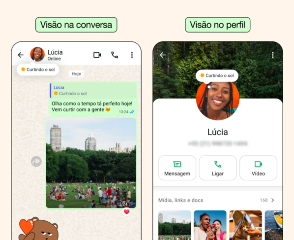 Ilustração do recurso Recados do WhatsApp