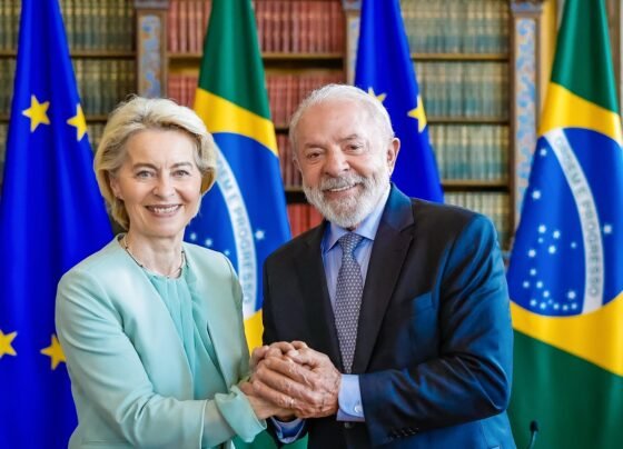 Presidente da República, Luiz Inácio Lula da Silva, durante reunião com a presidenta da Comissão Europeia, Ursula von der Leyen