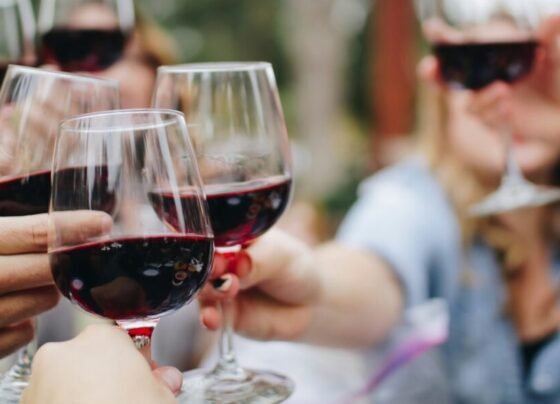 Imagem ilustrativa que mostra várias taças de vinho em alusão ao Wine 10.0