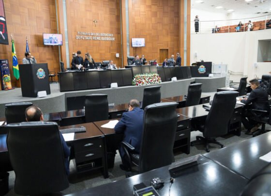 Imagens da sessão plenária desta quarta-feira (5), na Assembleia Legislativa. (Foto: Marcos Lopes/ALMT)