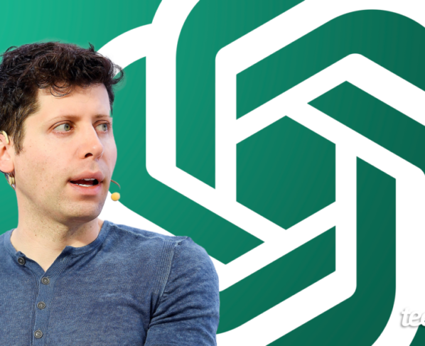 Imagem mostra o CEO da OpenAI, Sam Altman, à esquerda, e o logo do ChatGPT à direita. Na parte inferior direita, o logo do "tecnoblog"