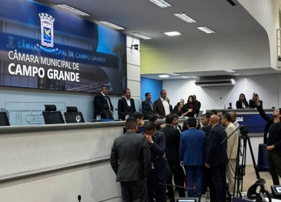 Vereadores durante sessão da Câmara Municipal de Campo Grande nesta terça-feira (3) (Foto: Caio Tumelero)