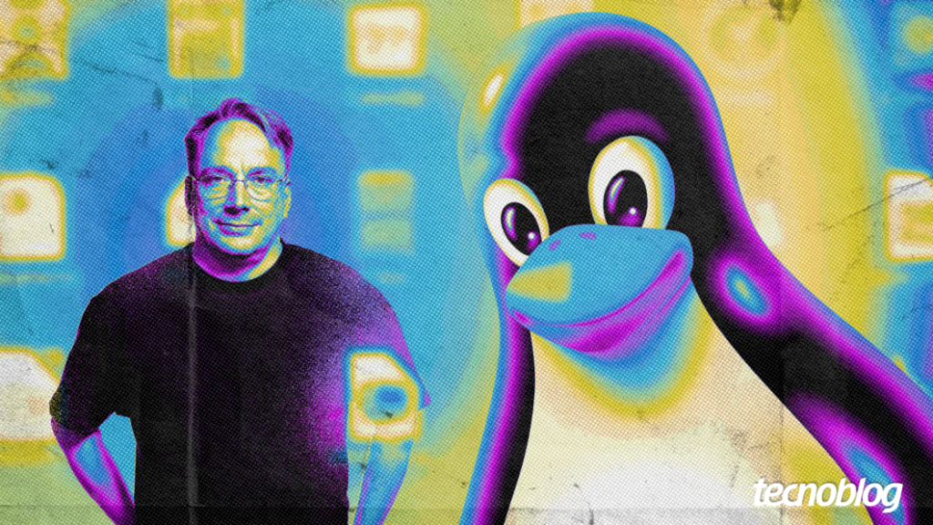 Tux, o símbolo do Linux, e Linus Torvalds