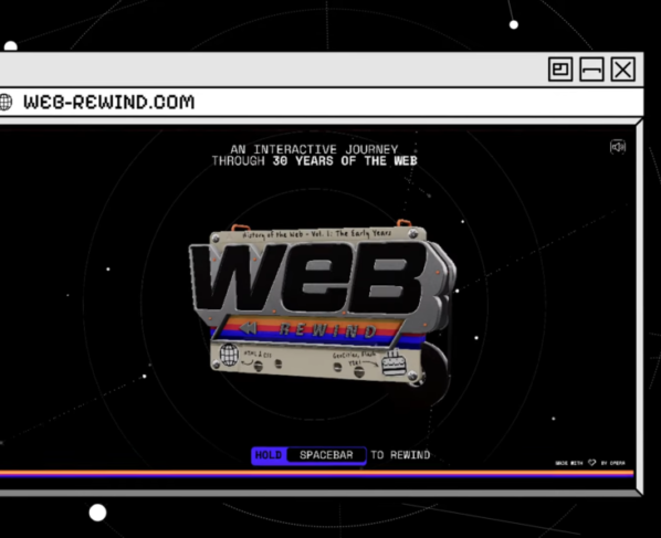Captura de tela de trecho do vídeo sobre a ferramenta Web Rewinda da Opera