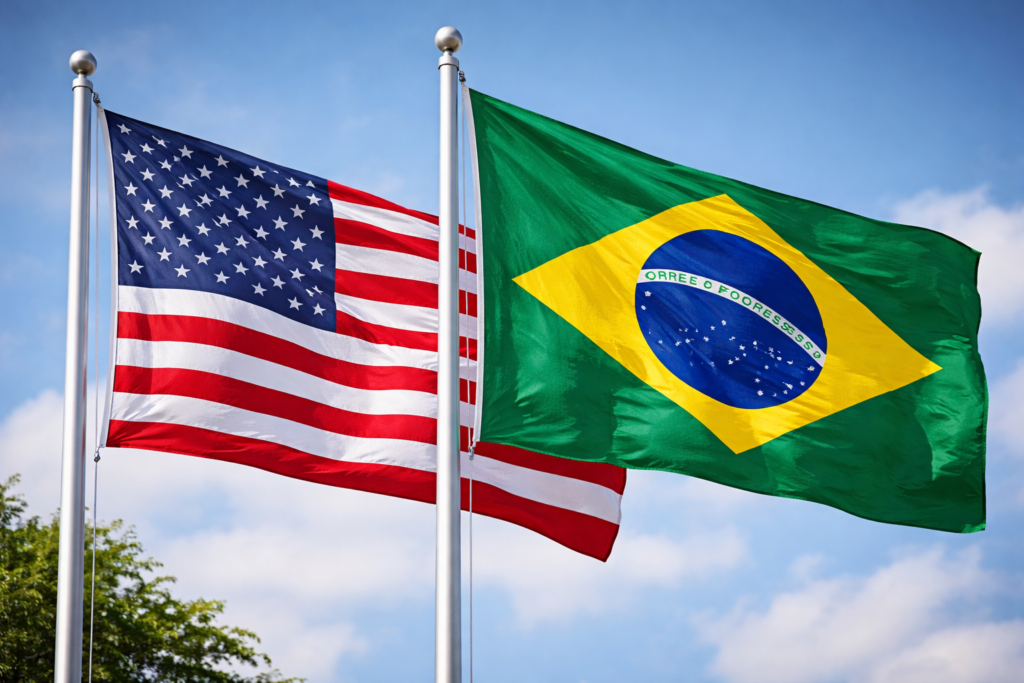bandeiras dos EUA e do Brasil