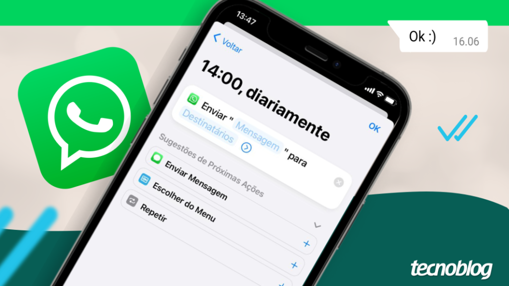 Programando mensagens no WhatsApp pelo iPhone com o app Atalhos