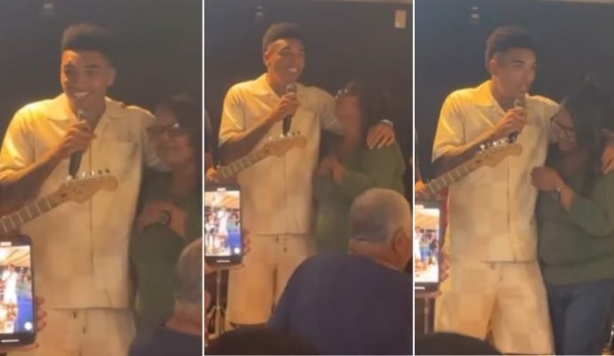 Igor Jesus canta lambadão ao lado da mãe em MT;